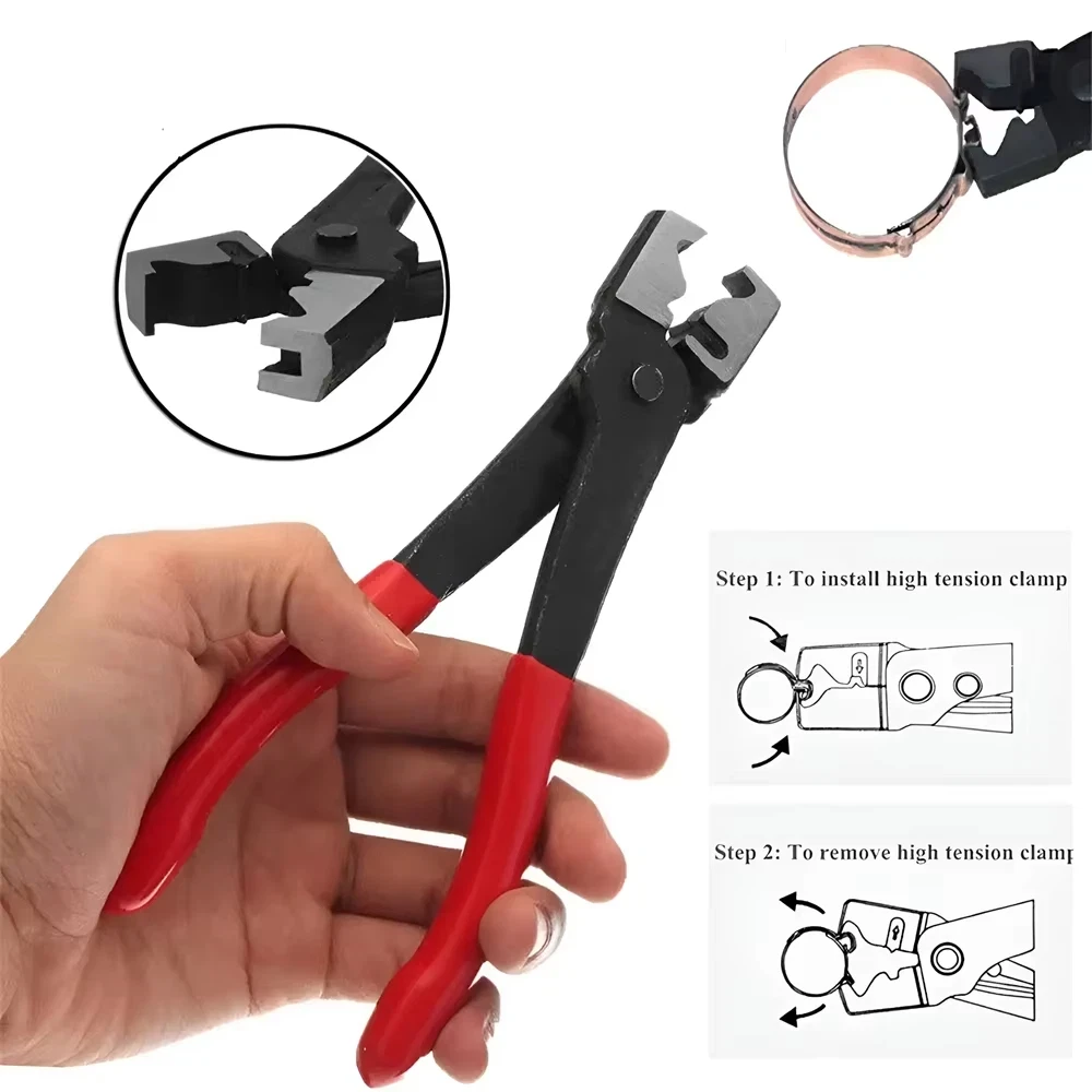Ferramenta Profissional para Automóveis: Alicate de Banda Plana para Abraçadeiras de Mangueiras, Tubos de Água e Óleo, Tipo Clic Clicr-R, para Coifas de Transmissão e Mangueiras de Banda Plana