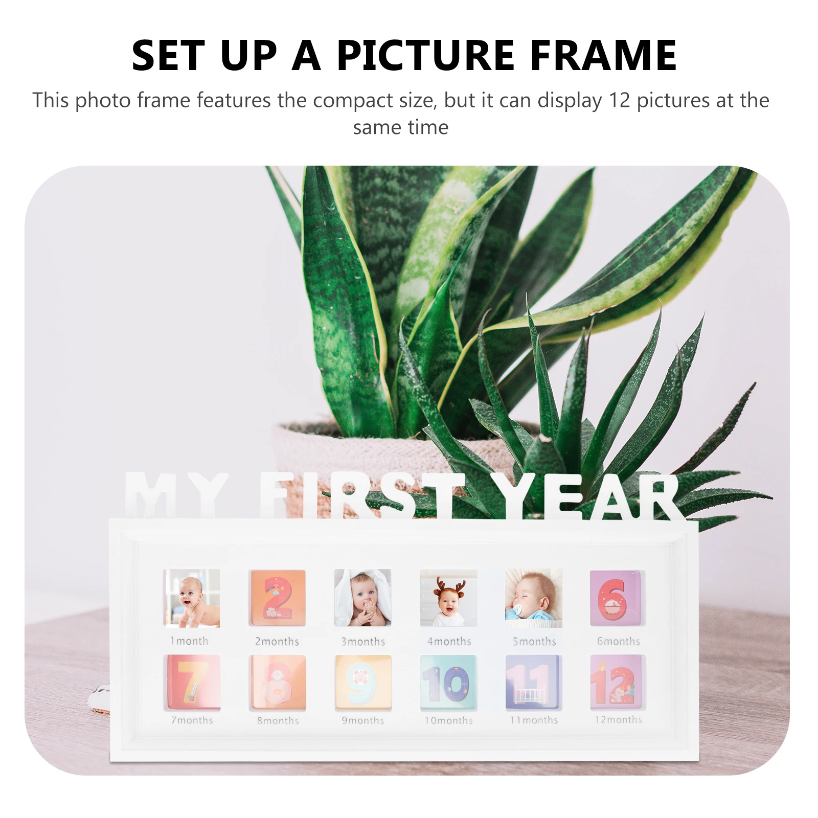 아기 성장 사진 프레임 마일스톤 월간 메모리 콜라주 주최자 유아 첫해 클립 프레임 신생아 소녀 필수품
