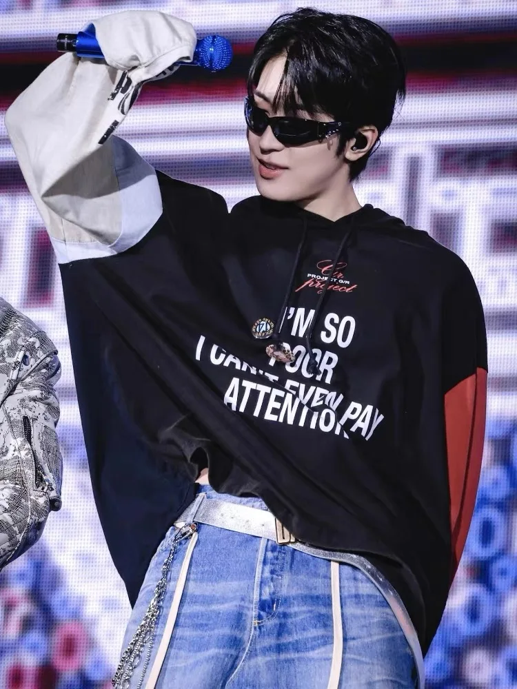 ex Loose Fit Hoodie Sweatirt Korean Sle Color Blo Design Long Sve Cotton Crew Ne Pullover for Men And Women