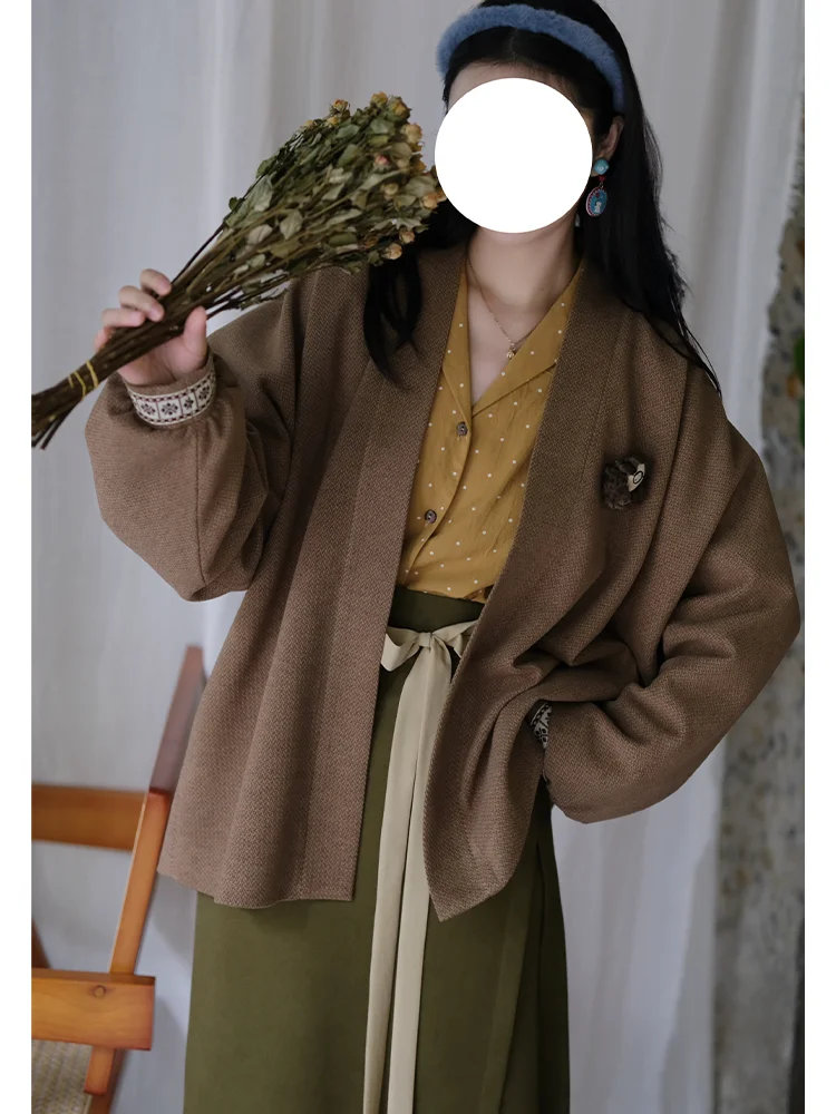 Xiaoma e Fi Wind Field Vest irt Gonna a due pezzi Aircrt Sve Capispalla Quotidiano Hanfu Autunno Inverno Abbigliamento donna