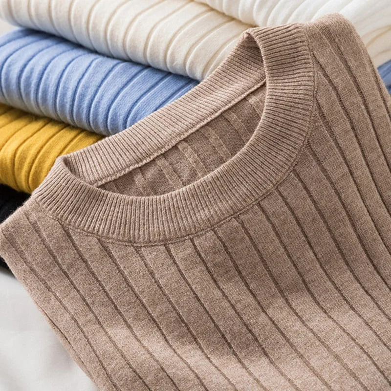 New 2024 Pullover Sweater for Women Autumn Long Sleeve Skinny Sweaters Shirts Korean Simple Basic Jumper Winter Solid Color Top