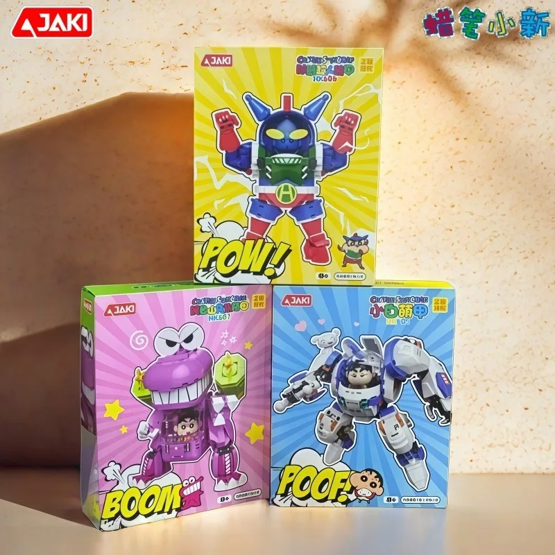

JAKI Crayon Shin-chan Mecha Series Building Block Сборка игрушек Коллекционные модели Настольные украшения Детские праздничные подарки