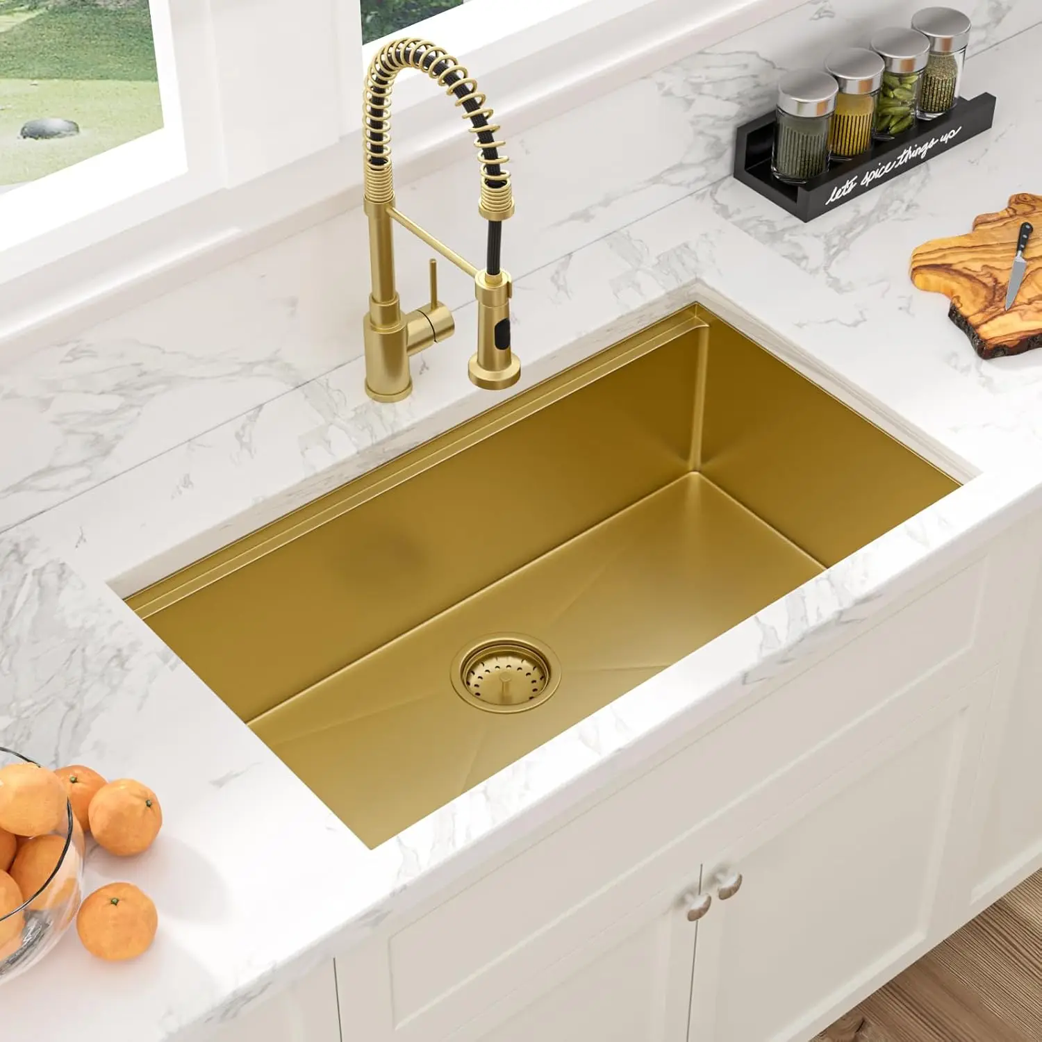 32 Gold Undermount Kitchen Sink - Sarlai 32