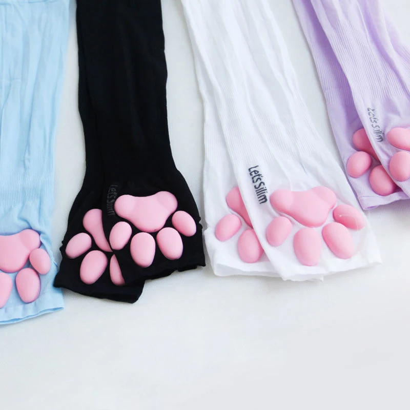 Cute Cat Paw UV Sun Protection Stretchy Mittens Gloves Cosplay Kawaii Soft 3D Toes Beans Fingerless Cat Claw Paws Pad Sleeve