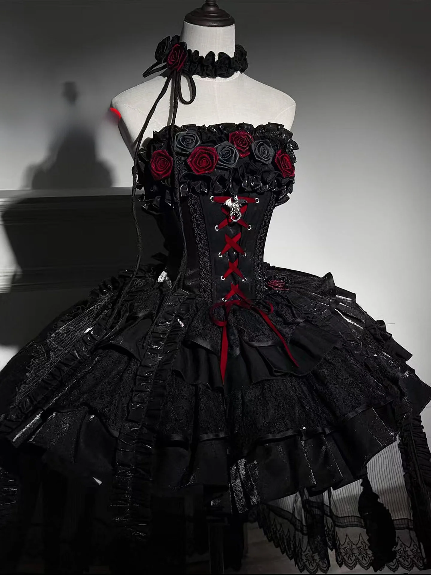 Silent Estate Lolita Short Evening Gown Women's Elegant Dark Gothic Style Adult Ceremony Princess Skirt Wedding Date Party