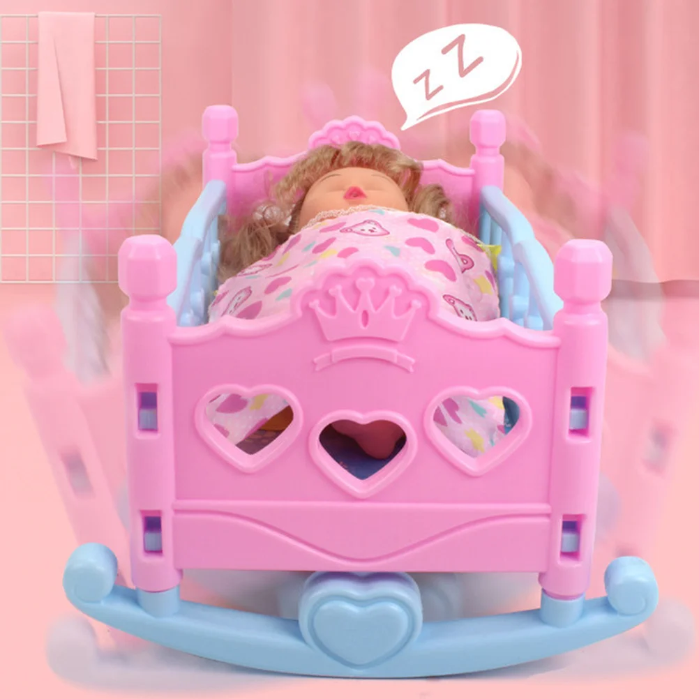 Mini Shaker Babybetten für Kinder Puppenhaus Möbel Stoff Dolly Krippe Bett Mädchen Spielzeug