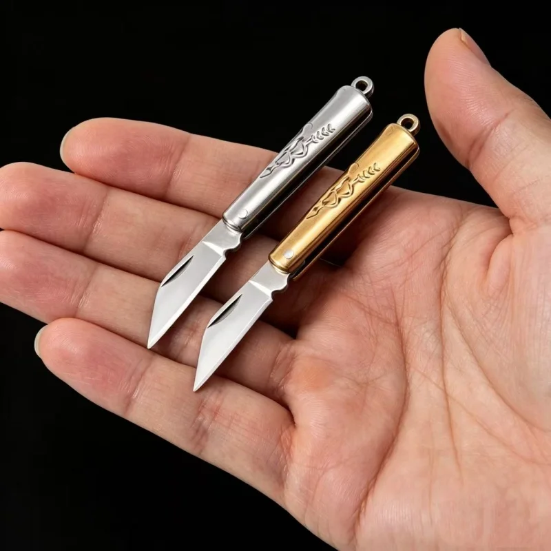 

New brass mini knife portable outdoor folding knife multifunctional keychain knife sharp tool