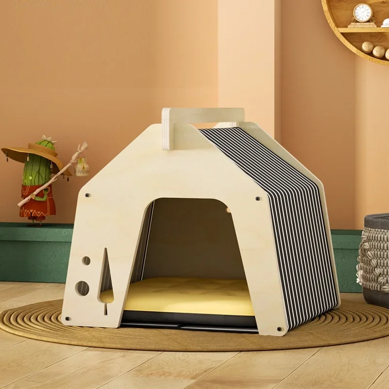 Wooden Cat Beds for Indoor Cats, Rabbit Hideout Bunny House Small Animal Rest and Play House for Dog Hideout Habitat