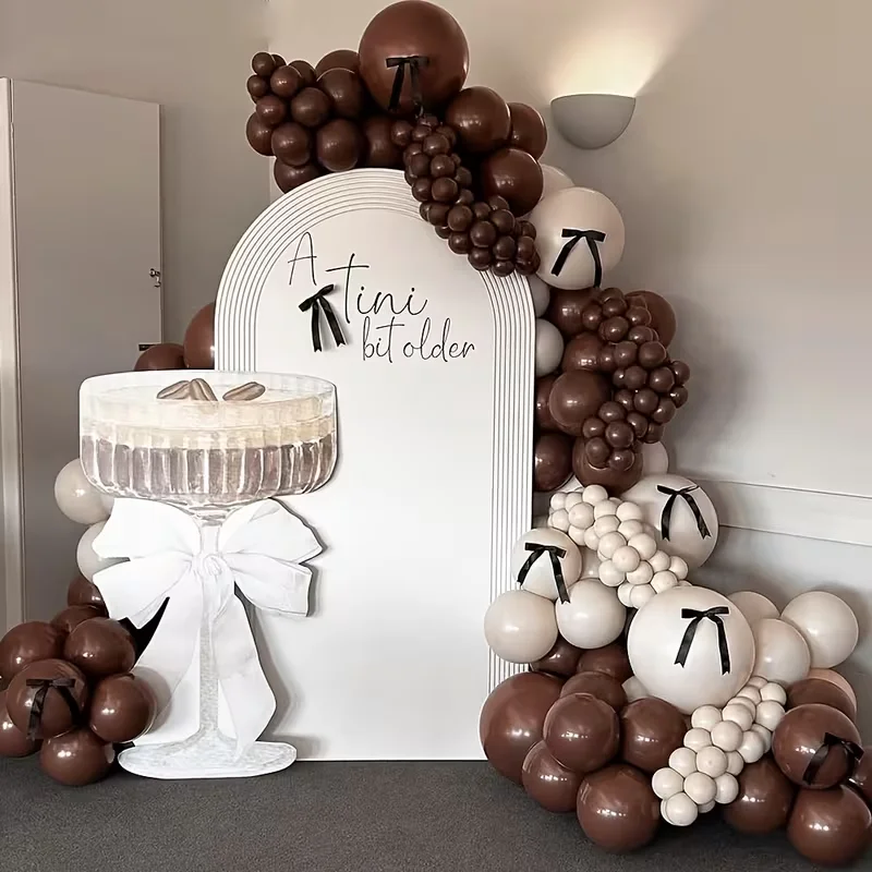 135-teiliges Braun-Sand-Weiß Ballongirlanden-Set 5/10/18 Zoll Dunkelbraune Latex-Ballons Bogen-Kit für Geburtstag Hochzeit Party Babyparty Dekoration – Detail 1