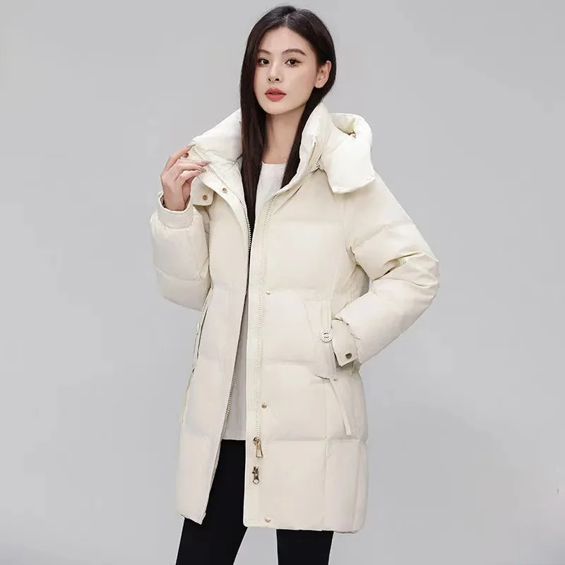 Korean Women Long Sleeves Cotton Padded Coat Winter Lady Fashion Loose Down Cotton Jacket 2025 Femme Hoodie Down Cotton Outwear