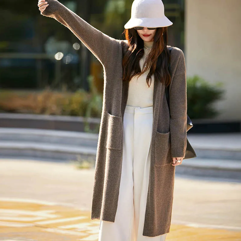 

Fall/Winter New Knitted Wool Cardigan Female V-neck Loose Long Sleeve Sweater Jacket