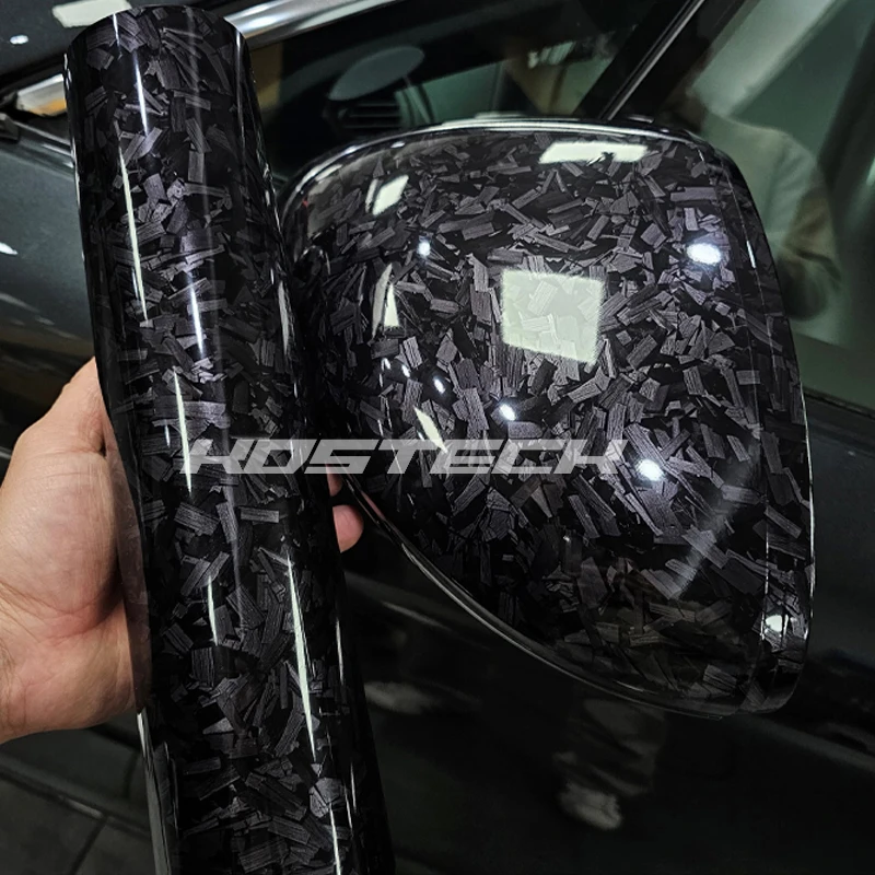 New Arrival Black Super Gloss PET Forged Carbon Fiber Vinyl Wrap With Air Release Technology Car Styling Stickers Decals