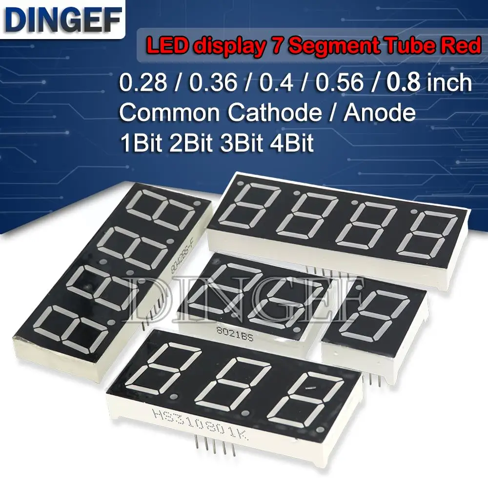 0.28/0.36/0.4/0.56 inch LED display 7 Segment 1 2 3 4 Bit Digit Tube Red Common Cathode / Anode Digital 0.56 inch led 7segment