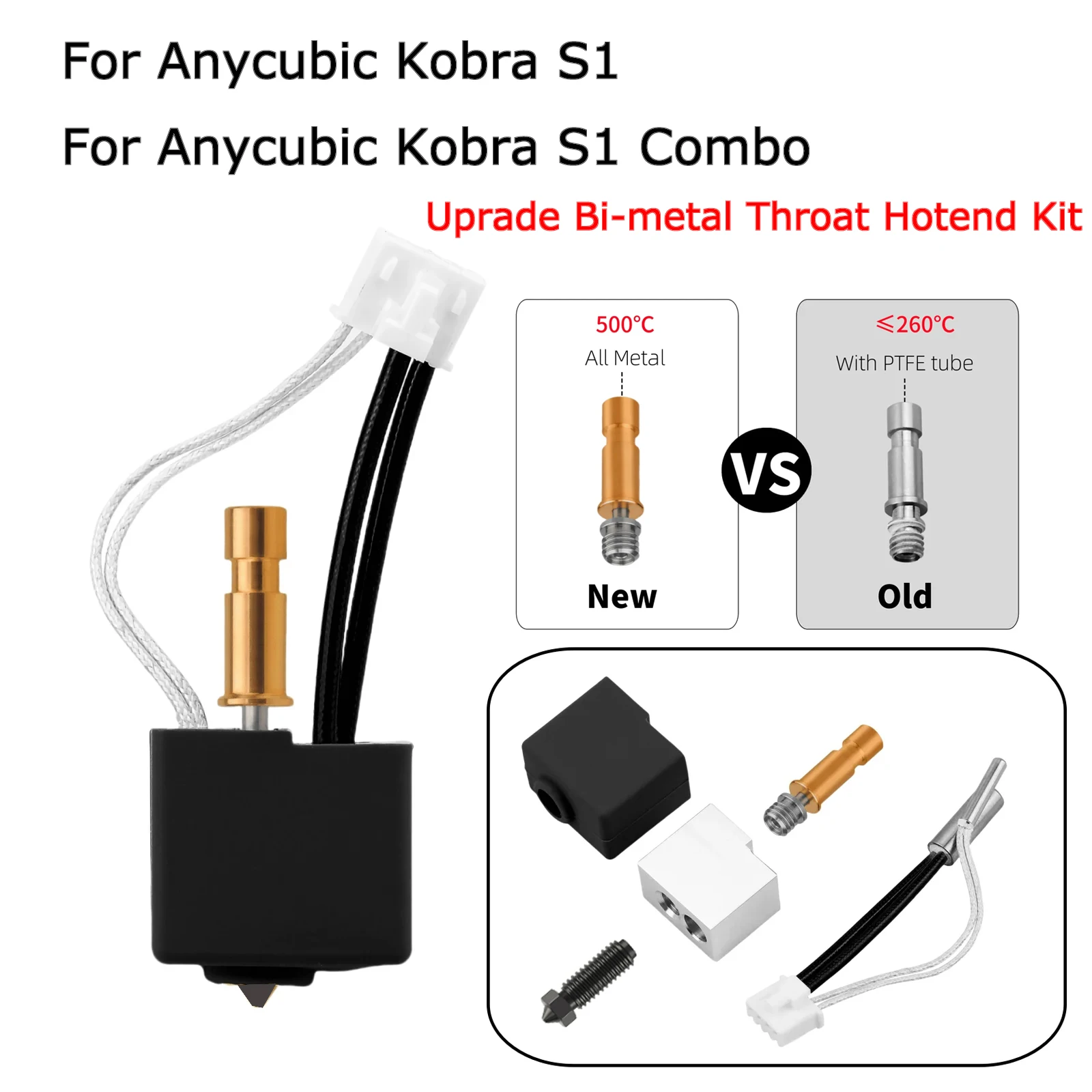 

Обновленный биметаллический комплект Hotend для Anycubic Kobra S1 S1, комбинированная латунная насадка, биметаллическое горло, горячий конец для Kobra S1, комбинированные аксессуары