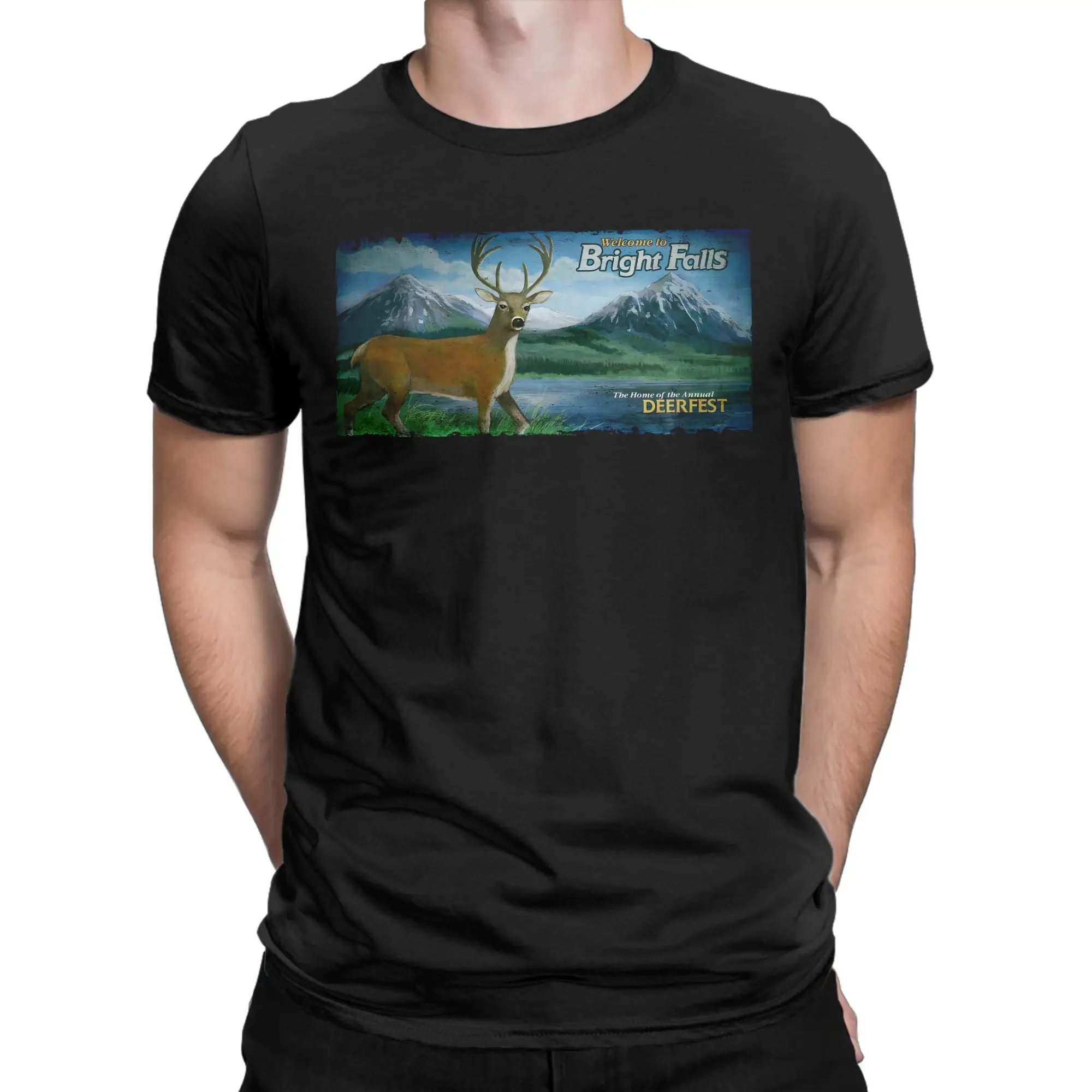 Funny Alan Wake T-Shirts for Men Round Neck 100% Cotton T Shirt Welcome To Bright Falls Short Sleeve Tees Printing Clothes