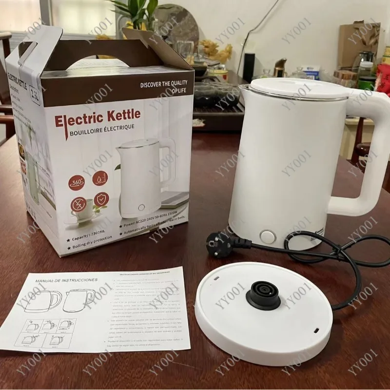 Stainless Steel Electric Kettle Plastic Water Boiler 110V Multifunctional Heating Pot EU UK US Plug
