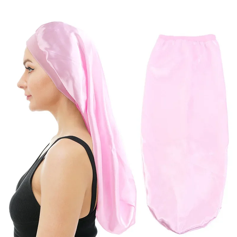 

Satin Sleep Cap Elastic Wide Edge Satin bonnet Long Hair Sleeping Hats Wrap Night Cap Hair Care Bonnet for Women Men Unisex Cap