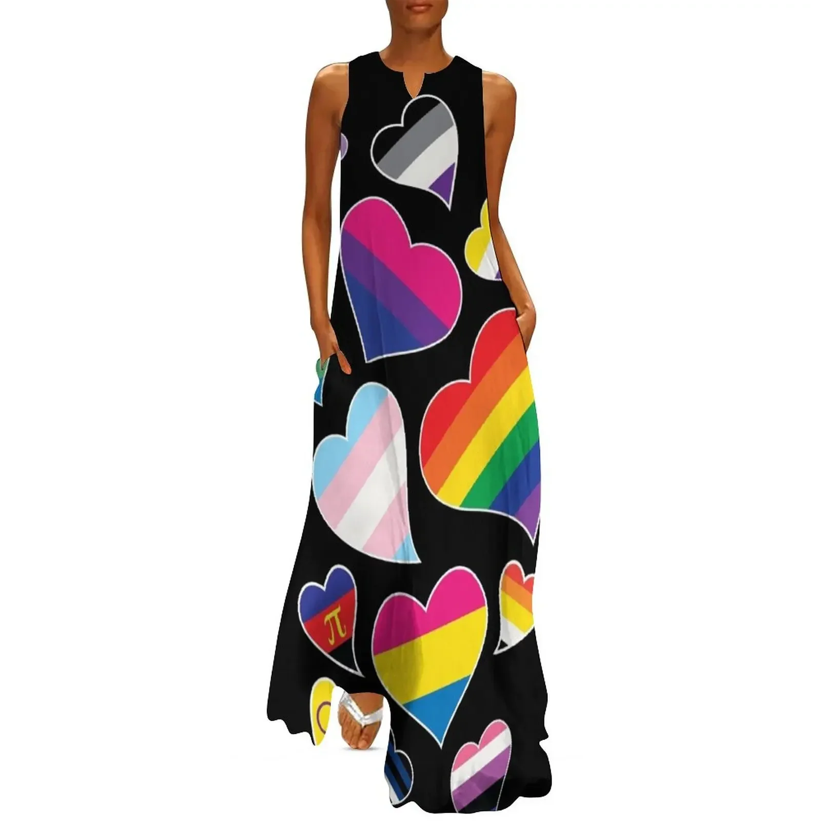 

LGBT Pride Flag Hearts Long Dress cocktail dresses Female dress dresses with long sleeves Dress