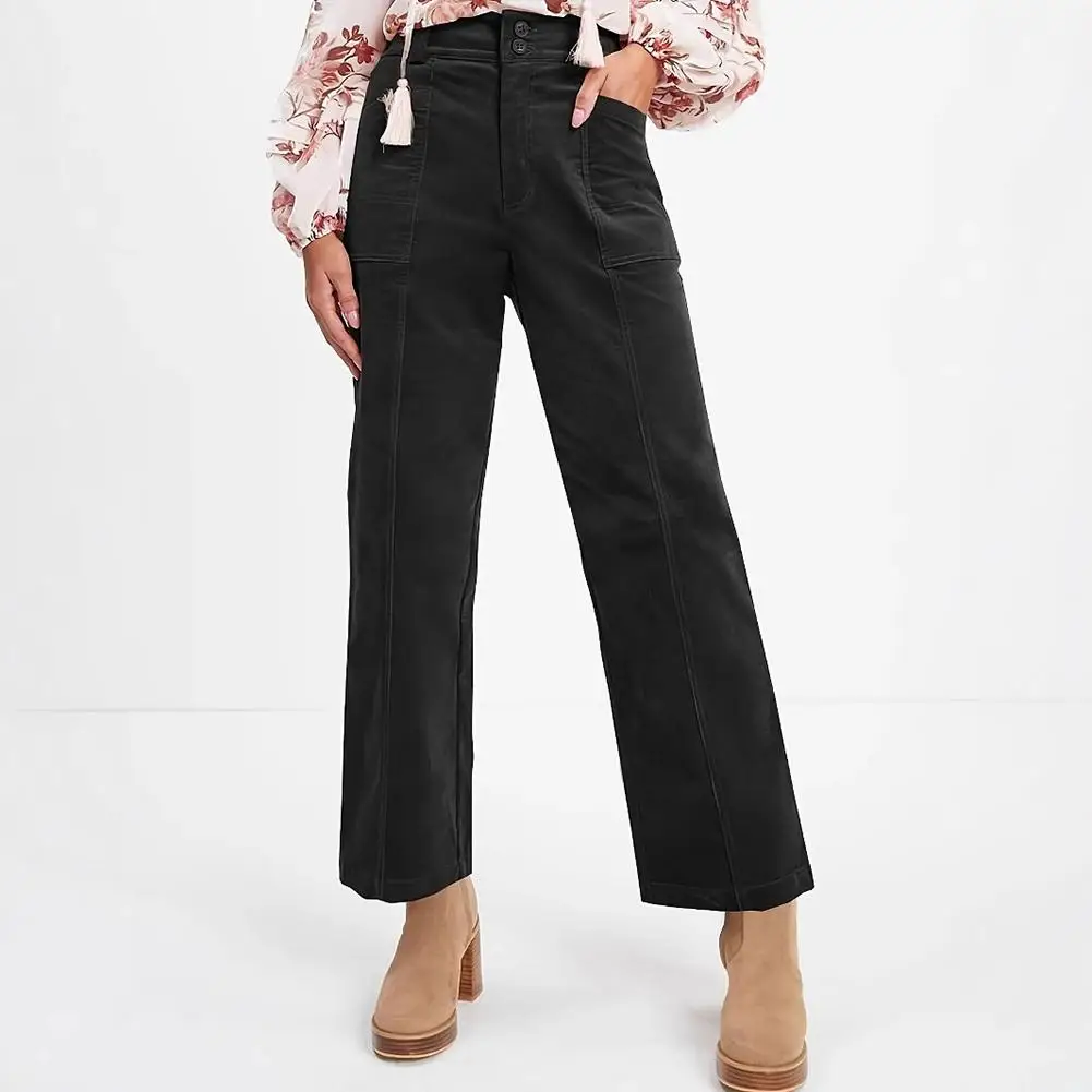 

Ladies' Casual Pocket Corduroy Straight Leg Pants for Women Stylish and Comfortable for Daily Wear and Vacations