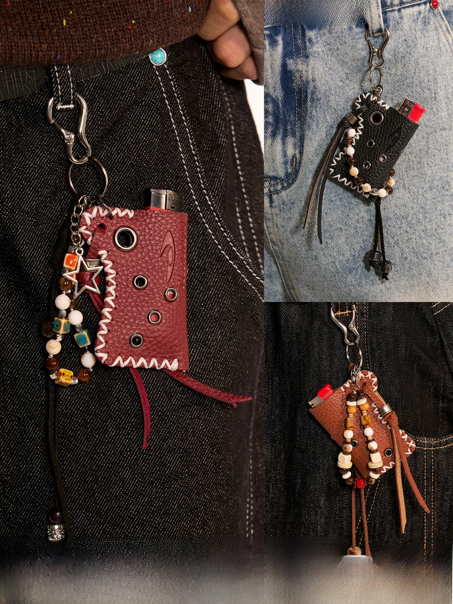 newjnxs-low-profile-retro-leather-logo-lighter-case-handmade-beaded-pendant-decorations-pred-logo-braided-cover