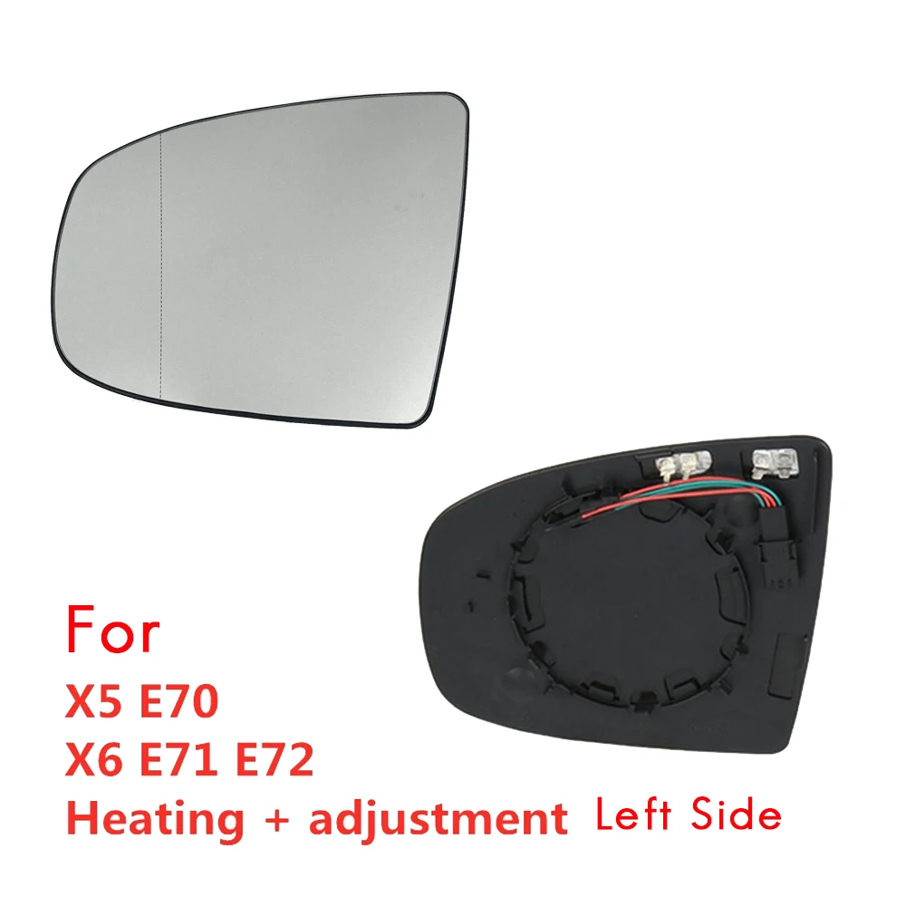 Left Side Rear View Mirror Side Mirror Glass Heated + Adjustment for BMW X5 E70 2007-2013 X6 E71 E72 2008-2014