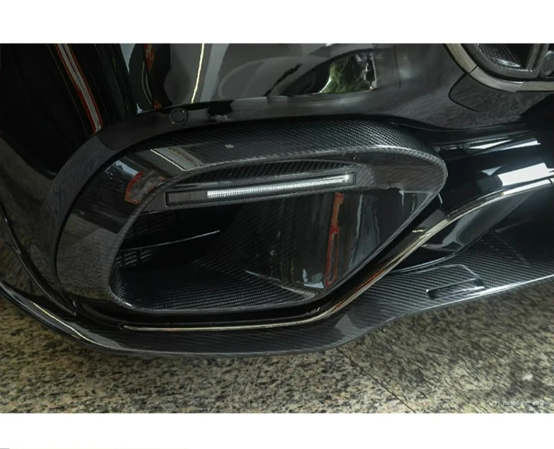 For S-Class W223 S63 B-Style Dry Carbon Front Lip + Bumper Vents  With LED S63 B Style Front Lip Air Vents Carbon