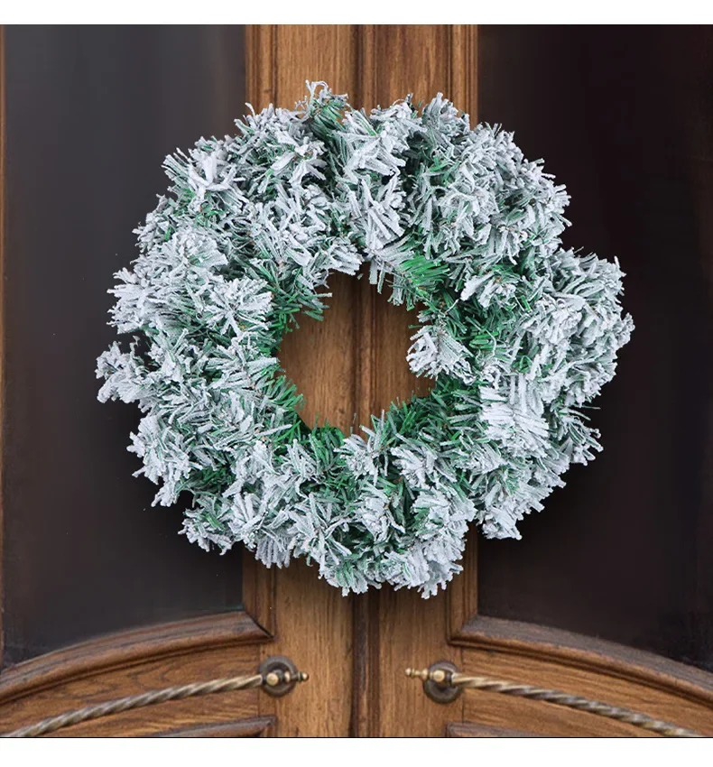 30/40/50cm Christmas Snow Wreath Front Door Hanging Rattan Garland Xmas Wall Windown Ornament 2025 New Year Home Party Decor