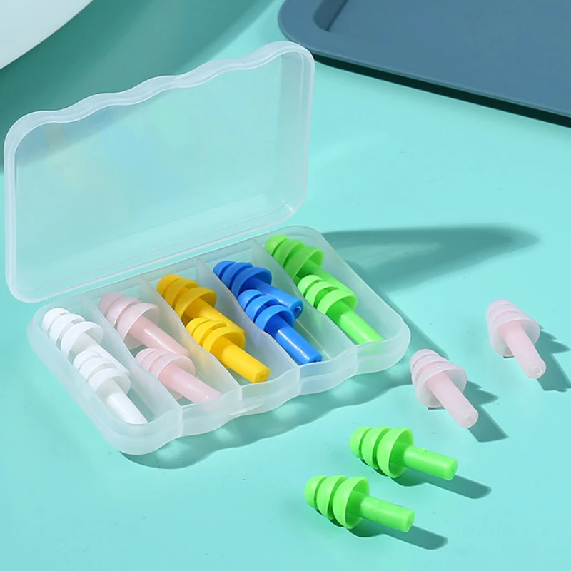 5Pair with Box Color Silicone Noise Proof Earplug Swimming Waterproof Earplugs Dormitory Study Sleeping Ear Protection Ear Plugs