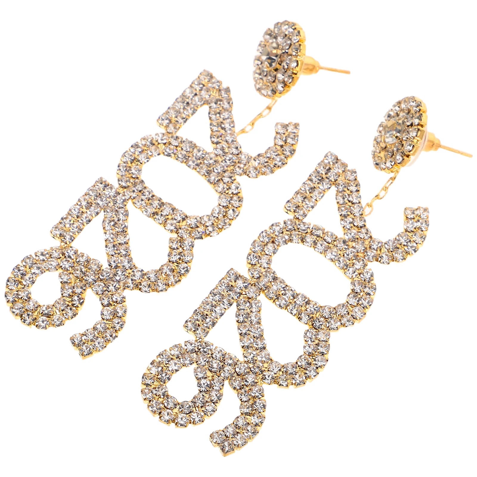 

2Pcs Rhinestone Drop Earrings Dainty New Year Celebration Jewelry Sparkly Dangle Earrings Women New Year Jewelry for Women