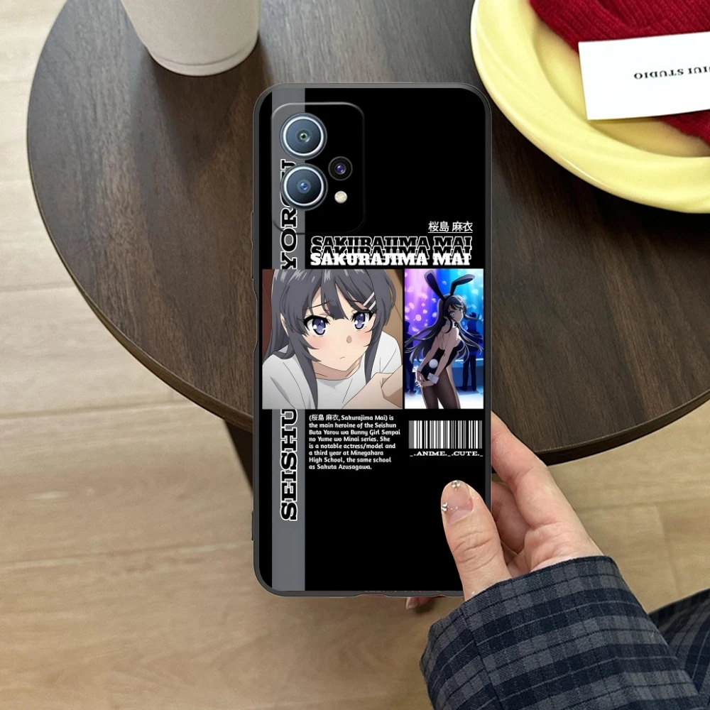 Etui na telefon komórkowy Anime Mai Sakurajima do Huawei P60 P50 P40 P30 P20 P10 P9 P8 Pro Lite Plus Black Miękki pokrowiec na telefon