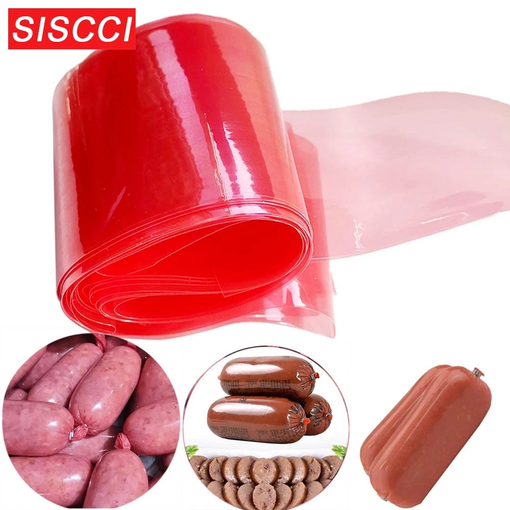 

10 Meters Plastic Sausage Maker Transparent Red Sausage Casing for Sausage Making Machine Bag Hamburger Sausage Packing Tools