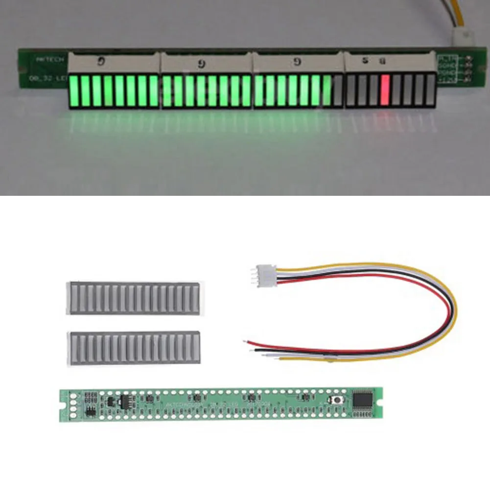 Music Sound Audio Display Analyzer 32 LED Strip Level Indicator VU Meter 32 Liquid Level Indicator Three Color LED Light Strip