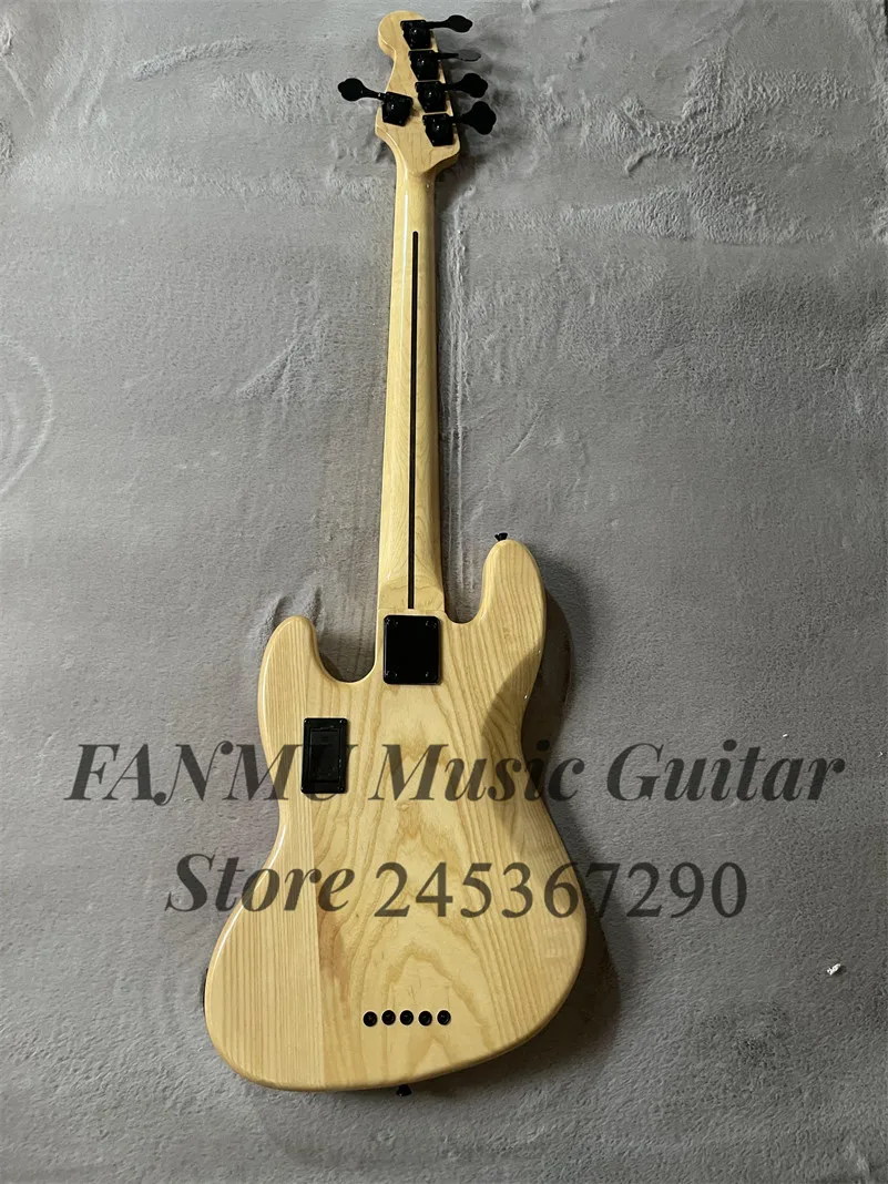 Natural Bass 5-string Electric bass Ash wood body tree burl top black guard active battery Maple neck