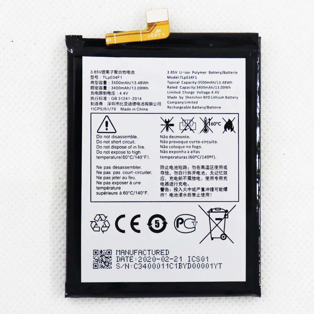 Original 3500mAh TLp034F1 TLp034F7 Mobile Phone Battery for Alcatel 3 3L 2019 5053Y 5053K 5053D 5039D