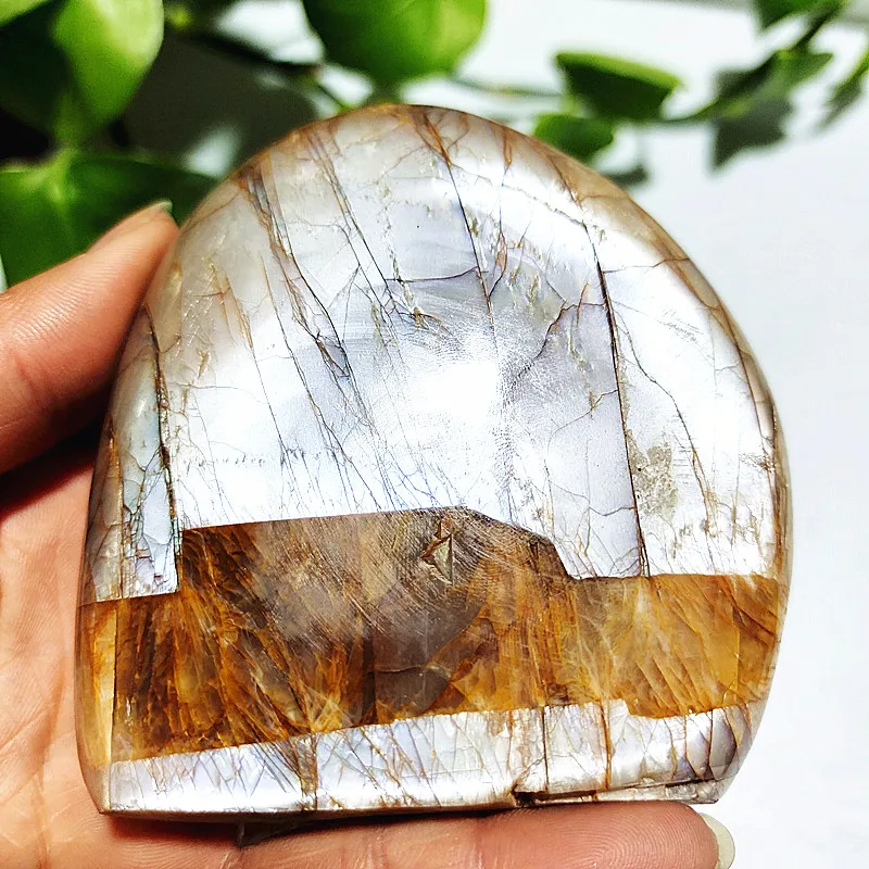 Natural Stone Orange Moonstone Crystal Shinning Desk Ornaments Witchcraft Spiritual Meditation Feng Shui Reiki Room Decoration