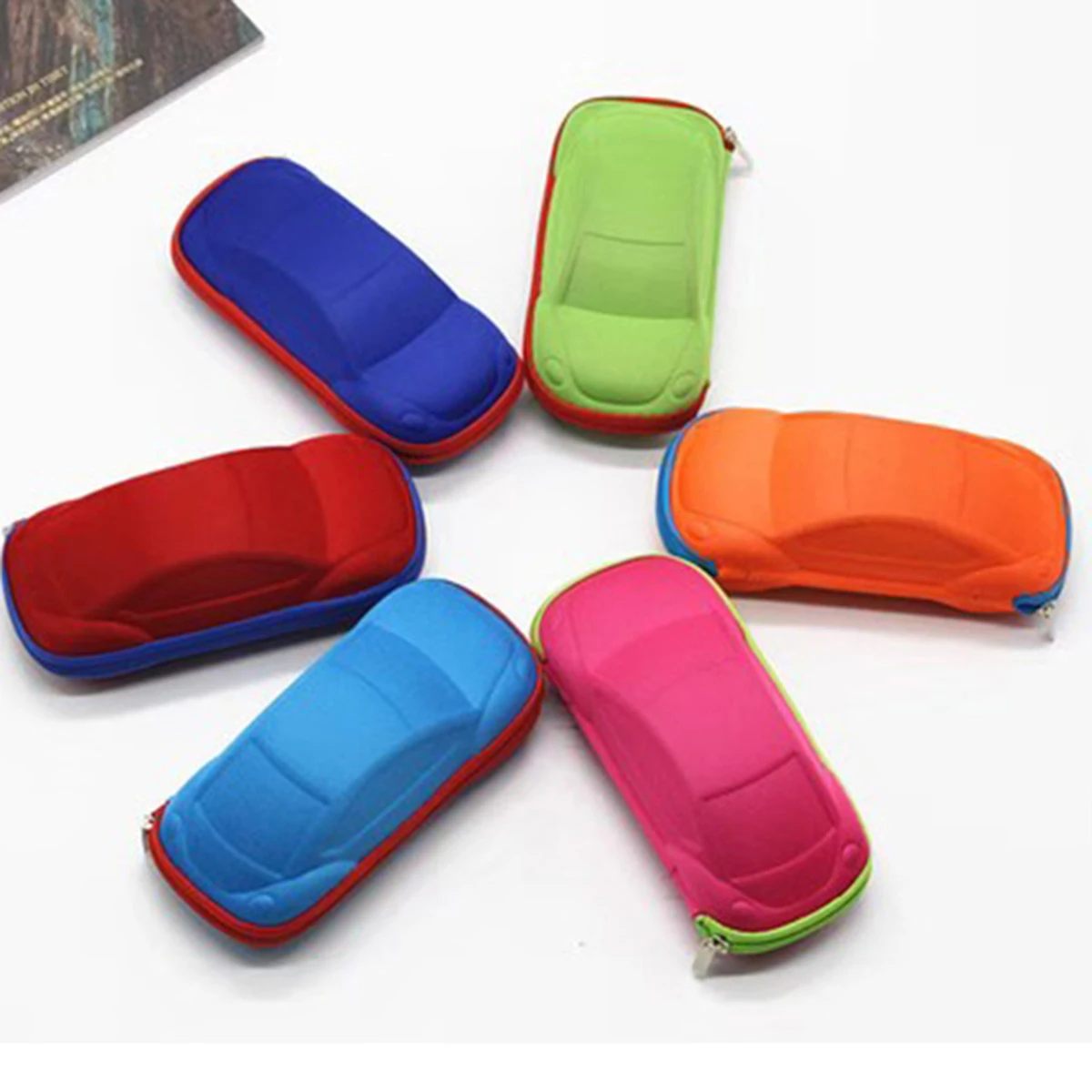 Glasses box cartoon car children zipper glasses box eva sung