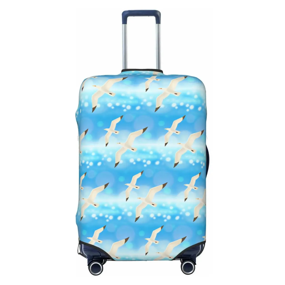 Custom Summer Seagull Blue Ocean Pattern Luggage Cover Protector Cute Travel Suitcase Covers for 18-32 Inch