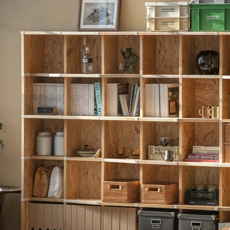 Bookshelf freely combinable, multi-compartment steel-wood storage shelf floor-standing storage