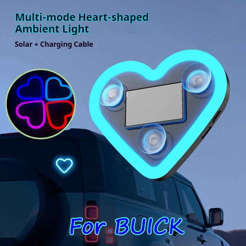 Car solar heart-shaped LED atmosphere light Universal Solar Car Window Decoration Neon Light For Buick Regal Lacrosse Excelle