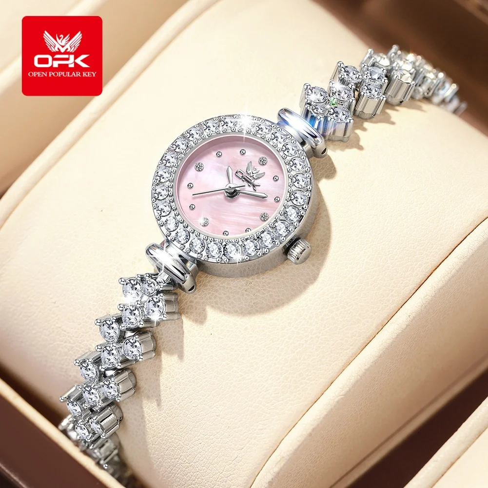 

OPK brand new fashionable and versatile women's watch niche light luxury diamond inlaid dial quartz watch for women 6057