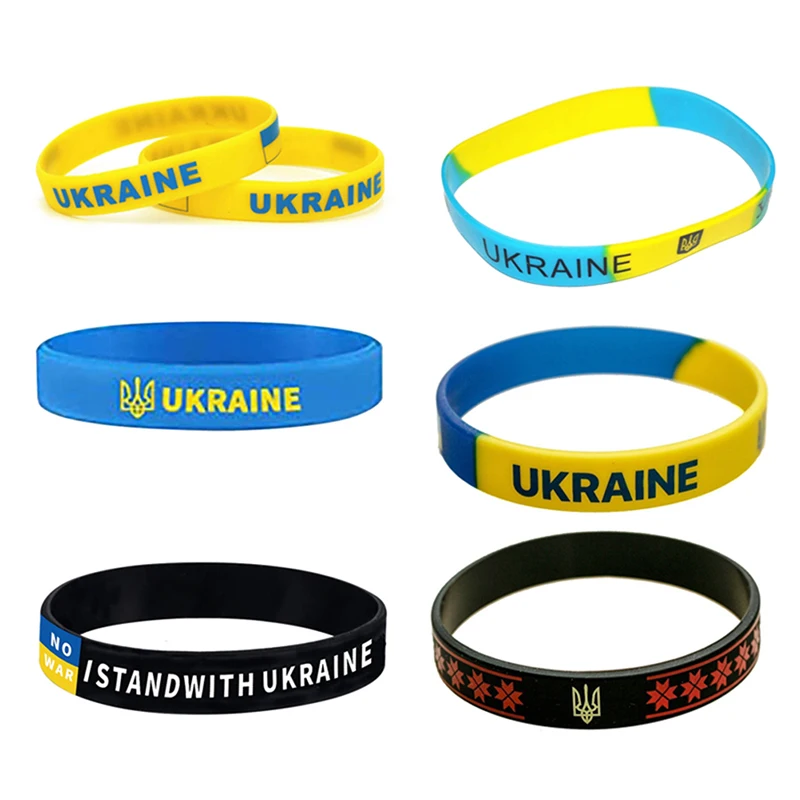 Ukraine Country Flags Wristband Bracelets Sport Elastic Silicone Bracelets Bangles Unisex Jewelry Accessories Wholesale Gifts