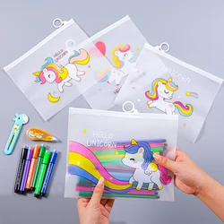 10pcs 21x17cm Cute Unicorn Cartoon File Storage Bag, Transparent Zipper Storage Bag,Birthday Gift Bag,Baby Shower