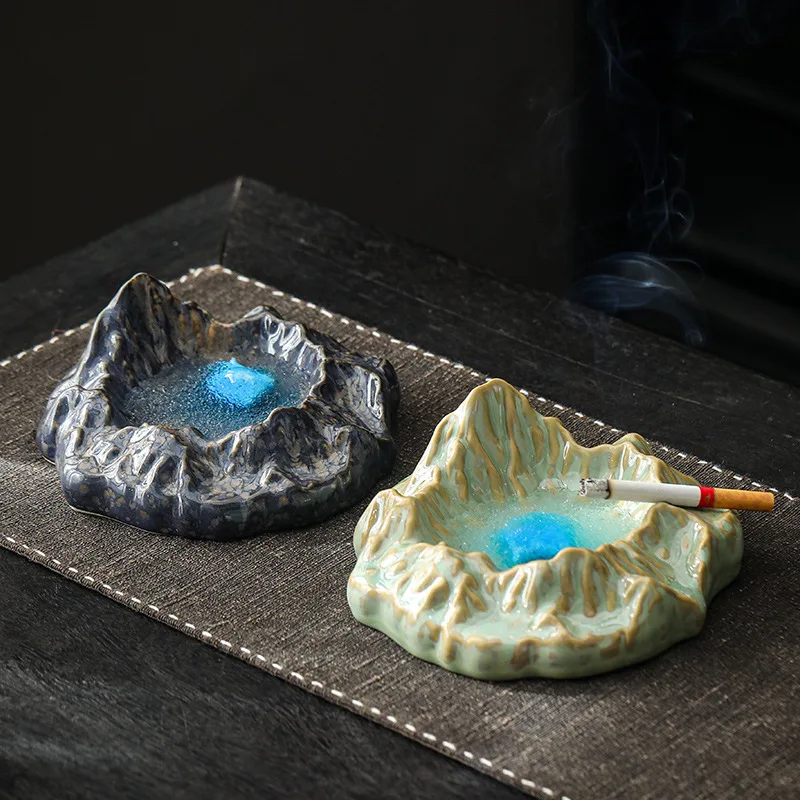 

Wanli Mountain and River Ceramic Ashtray Tea Table Decoration Decoration Windproof and Fly Ash Proof Creative Decoration