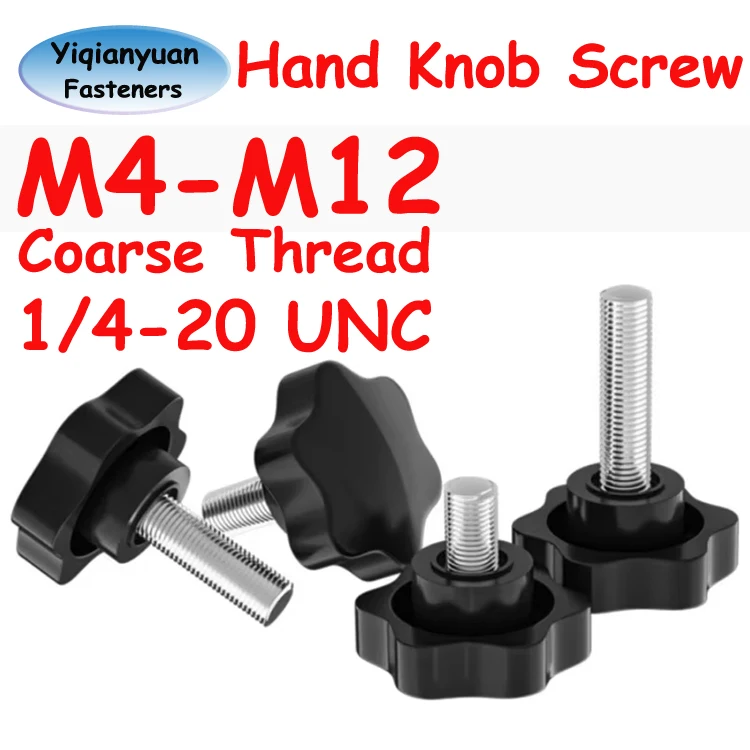 

Yiqianyuan M4 M5 M6 M8 M10 M12 1/4-20 Carbon Steel Star Shape Thread Clamping Handle Bolt Bakelite Hand Knob Tighten Thumb Screw