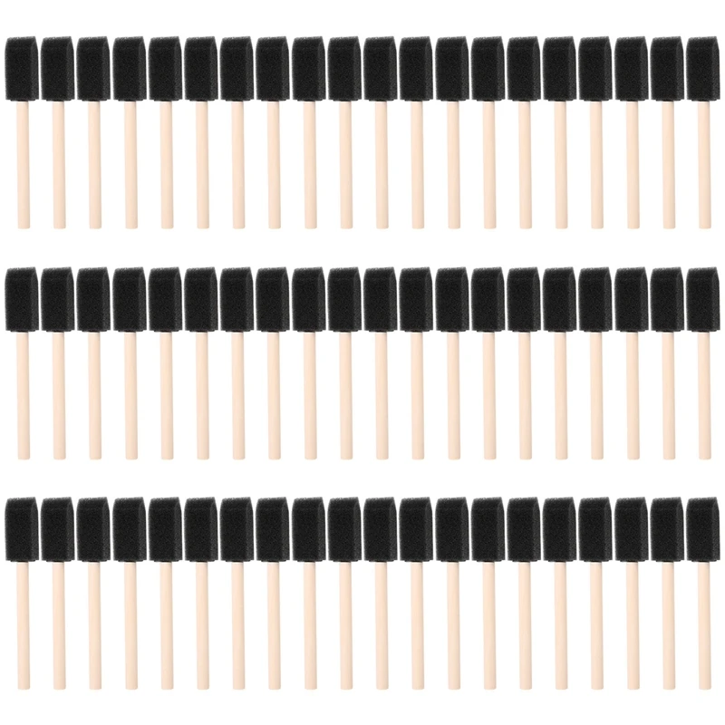 60 Stuks Kleine Schuimverf Borstel Spons Schuim Borstel Schilderij Set Hout Handvat 1 Inch Verfborstels Gereedschap Schilderij Set Voor Kinderen