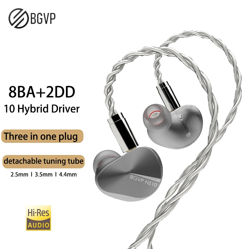 

BGVP NS10 8BA+2DD 10 Driver Hybrid In-ear Earphones Wired Hifi Metal Music Headphones Mmcx Detachable Cable