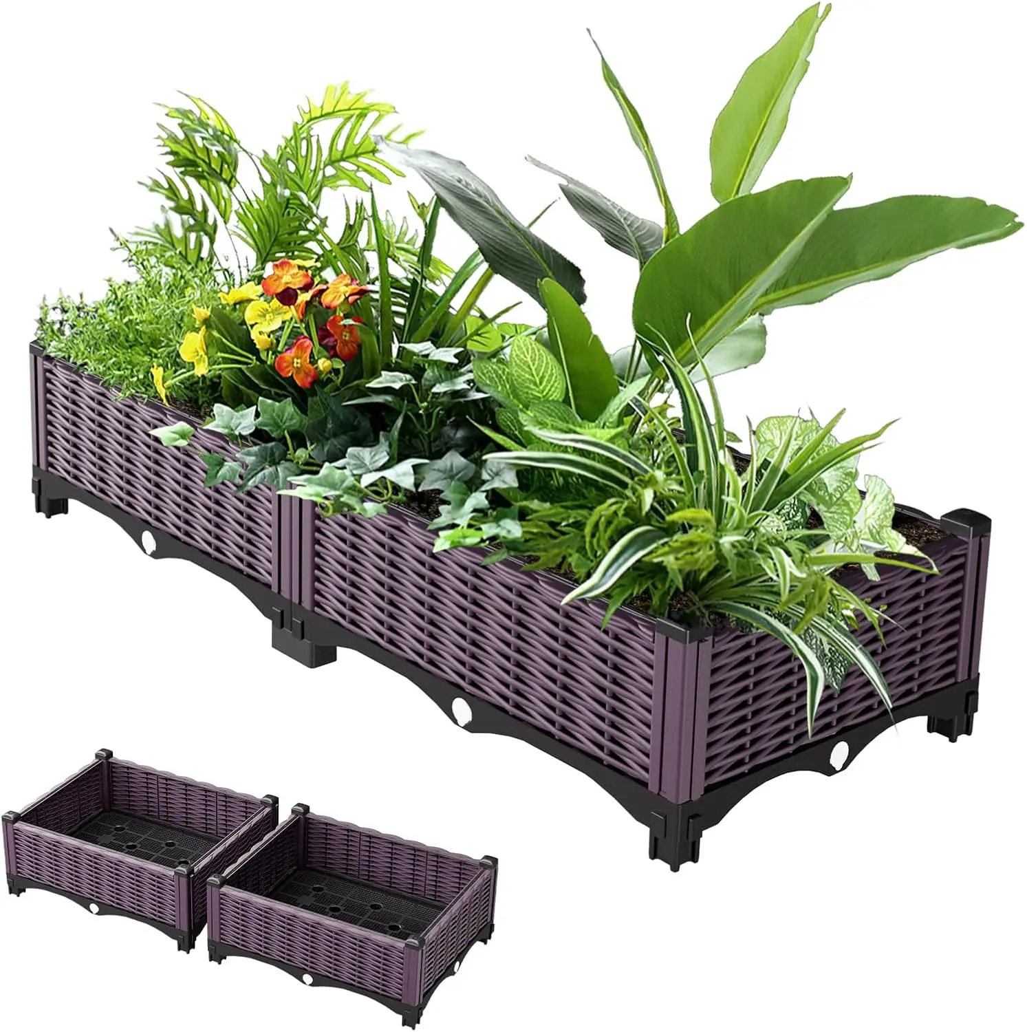 

Raised Garden Bed Garden Planter Box with Drainage Holes, Plastic Raised Beds for Gardening Vegetables Herb Flowers,Garden Beds