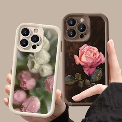 Aesthetic Rose Floral Pattern Silicone Phone Case For Samsung Galaxy A06 A26 A36 A33 A25 A16 S25 Ultra S24 FE S23 S22 Plus Cover