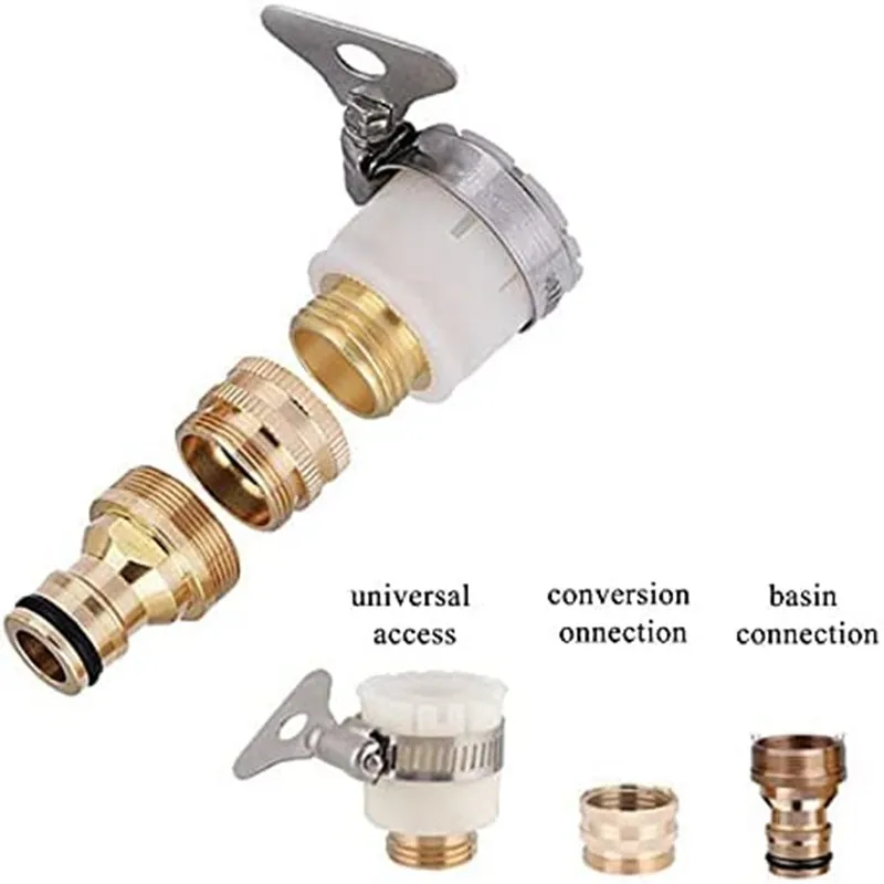 15mm-23mm Universal Kitchen Hose Adapter 3 IN 1 Faucet Connector Mixer Hose Adapter Tube Joint Fitting Garden Watering Tools