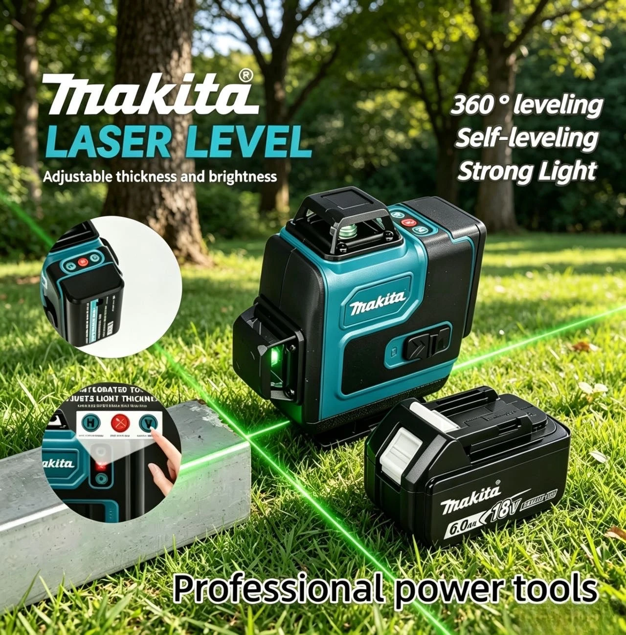 

8V Makita 16Ah Battery 6Lines laser levels High-precision Portable 360 Green Beam Horizontal Vertical Instrumen